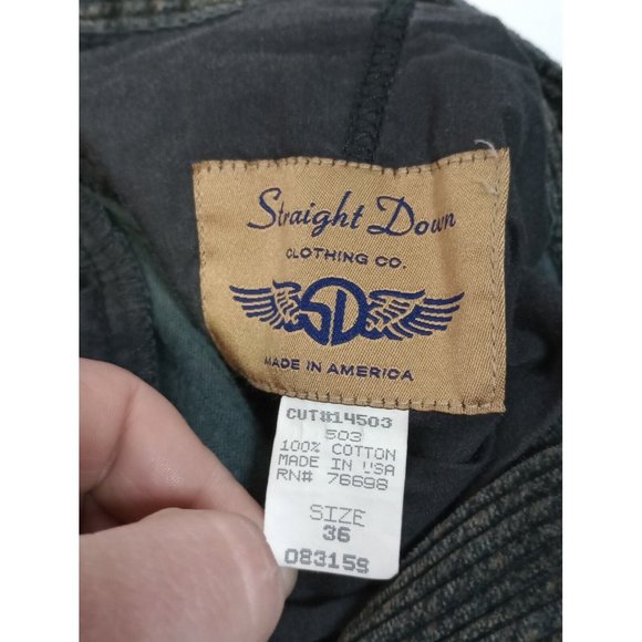 Straight Down Clothing Co Brown Corduroy Pants Men's Size 36x35 Made in USA - Picture 3 of 6